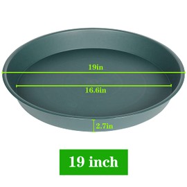 Bleuhome 4 Pack of 18 19 inch Plant Saucer Drip Tray (16.6 inch Base), Heavy Duty Large Deep Plant Saucers for Pots, Plastic Flower Planter Water Trays for Indoors Outdoor (19", Green)