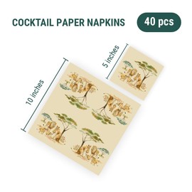 Safari Napkins SAFARI LIONS 40pcs Cocktail Napkins, Zoo Napkins, Decoupage Paper, Disposable Napkins Decorative, Napkins for Decoupage, Summer Cocktail Napkins