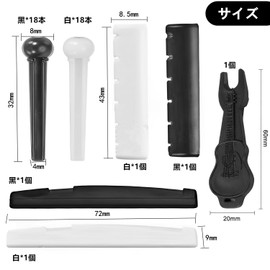 Acoustic Guitar Bridge Pins, Bridge Pins & Bridge Nuts Saddle Set, 42 Pieces, ABS Plastic Black and White Acoustic Guitar Replacement Parts for Guitar String Pin Replacement Acoustic Guitar