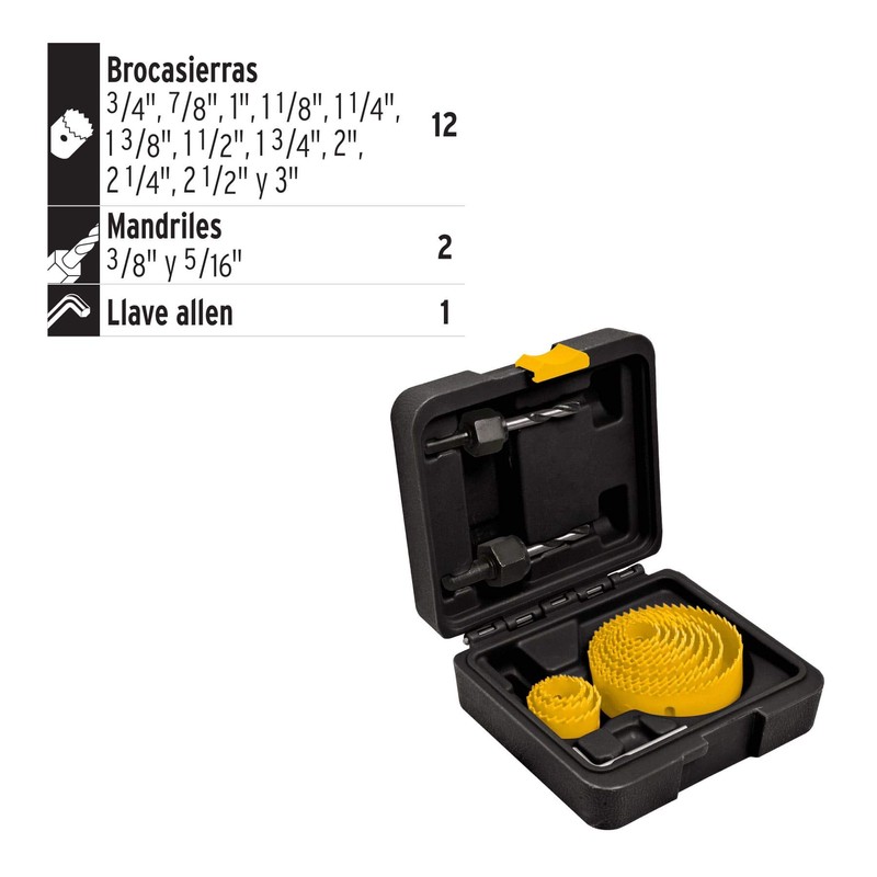 Pretul KIT-14P, Juego de brocasierras de acero al carbono, 15