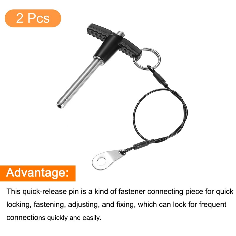 QUARKZMAN Pack of 2 T-Handle Locking Pins, 6 mm x