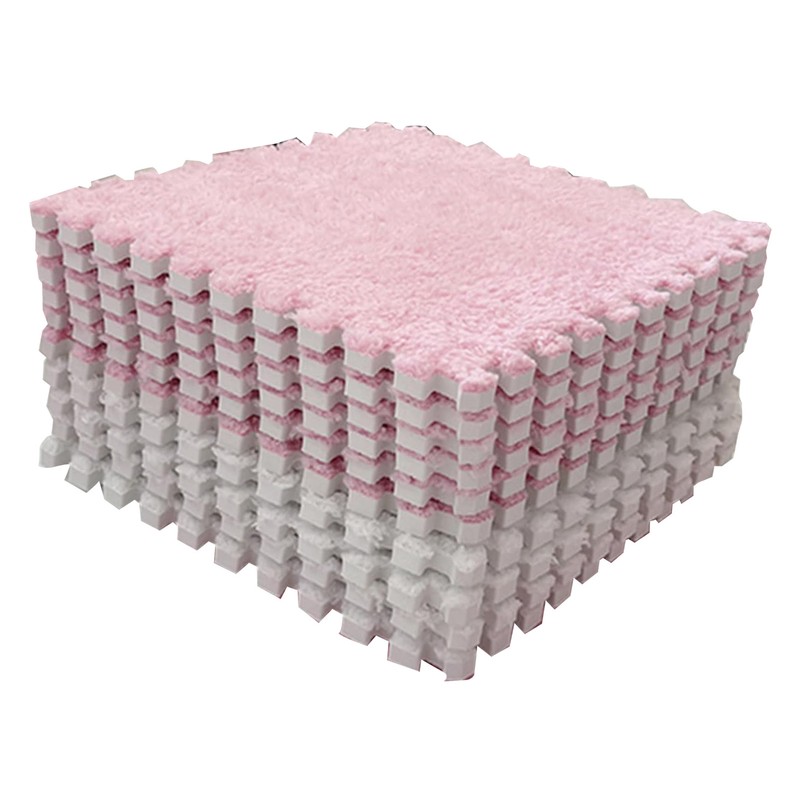 10pcs Plush Foam Floor Mat Color Blocking Split Joint Interlocking