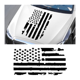 KVAEY Distressed American Flag Sticker, 11.8" × 23.6" Old Glory Grunge Patriotic USA US Flag Decal for Car Tailgate Door Window Bumper, Auto Decoration Sticker for Cars, SUV, Truck (Black)