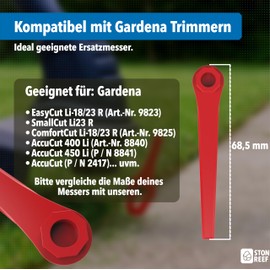 50 x Grass Trimmer Replacement Blades Compatible with Gardena Trimmer & Edge Cutter - Plastic Blade for Lawn Edge Trimmer - Replacement Parts Accessories for Cordless Trimmer RotorCut Models