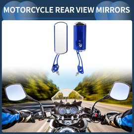 INFINAUTO Motorcycle Rear View Mirrors Bar End Side Mirrors Mount Aluminum Alloy Metal Blue Adjustable M8/M10 Square Shape
