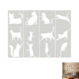 Cat Stencil Set – 65-Piece 3-Inch Reusable PET Templates – Durable & Washable – Ideal for Painting on Wood, Walls, Fabric, Paper – Perfect for DIY Crafts, Scrapbooking, Home Décor – Animal P