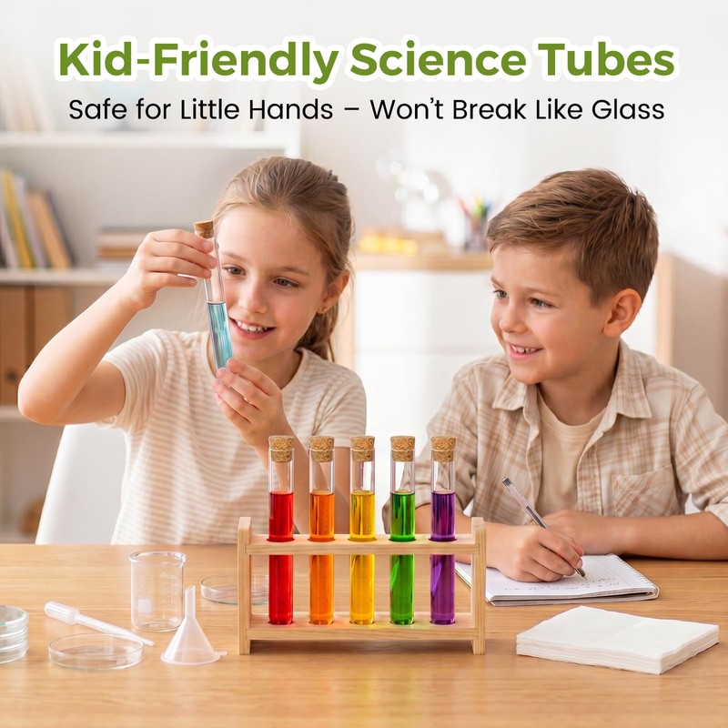 KAOPET 60Pcs Clear Plastic Test Tubes with Caps—Cork Stoppers, 15x100mm