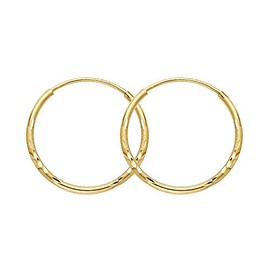 Sonia Jewels 14k Yellow Gold Bud Diamond-Cut 1.5mm Round Tube Endless Hoop Womens Earrings 19MM X 19MM