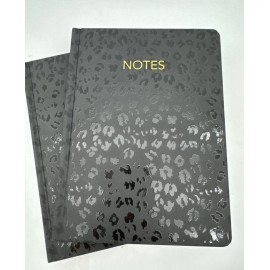Threshold 2 Threshold Journals Black Leopard Notebook Gold Edging Elastic Band 120 Pgs NEW