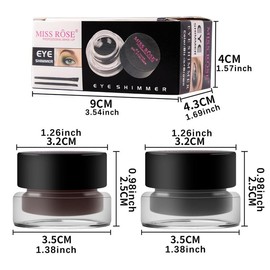 Long Lasting Eyeliner Cream with Brush, 2 Counts/set Waterproof & Sweat Proof Eyeliner, Professional Eye Makeup Tool for Women & Girls