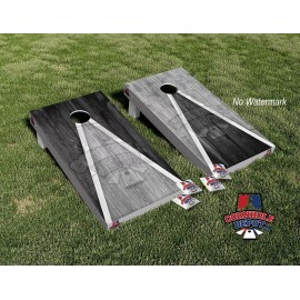 Unbranded Black and Gray Wood Triangle Style Cornhole Board Vinyl Wrap Skin Laminated  Set
