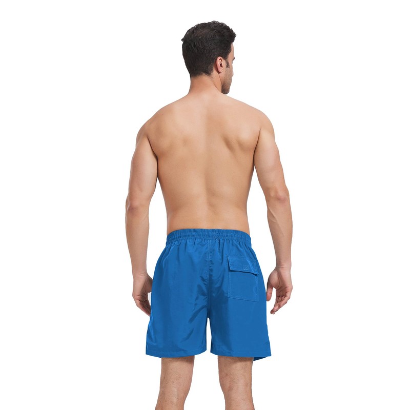 Ougelebo Men's Swimming Trunks with Zip Pocket, Quick-Drying, navy blue,