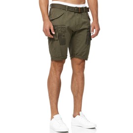 Indicode Men's Jaramillo Cargo Shorts with 6 Pockets, 100% Cotton, Shorts, Army, L
