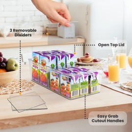 ELTOW Snack Organizer for Pantry Shelf with Removable Dividers, Clear Snack Storage Containers, Food Pantry Organization and Storage Bins for Condiments, Food Packets, Fridge, Cabinets - Pack of 8