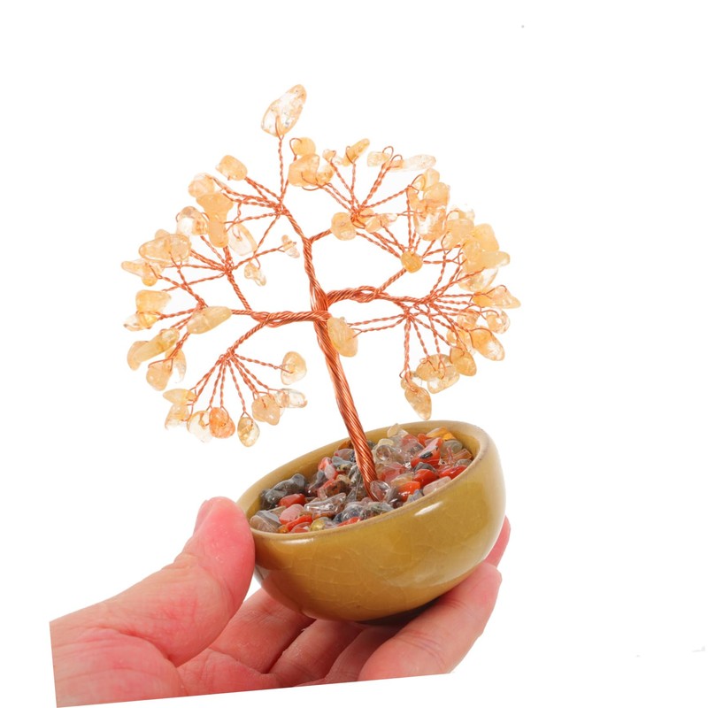 GRIRIW Chakra Crystal Tree Feng Shui Lucky Ornament Citrine Money