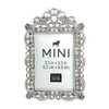 Bejeweled Silver Tone Metal Mini Picture Frame, 2.5" x 3.5"