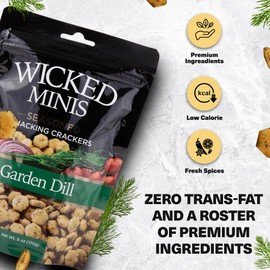 Wicked Minis Soup & Oyster Crackers - Saltine Crackers Salted Flavored Mini Puffed Soup Crackers, Savory Snacking Mix, Seasoned Croutons Salad Toppers, Crackers for Chili 6oz (Garden Dill)