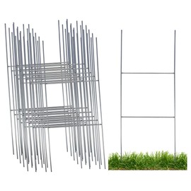 Sturdy Metal Wire Step Stake for Yard Signs 10 x 24 inch H Frame Wire Sign Spikes (25 Pack)