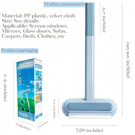 4-in-1 Pet Hair Remover & Window Screen Cleaner, Multi-Surface Reusable Lint Brush with Long Handle, Wet/Dry Dual-Use for Couch, Carpet, Furniture, Bedding, Car Interior Cleaning