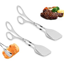 IUSOT 2 Piece Buffet Tongs Stainless Steel Salad Tongs 7 Inch Scissor Tongs Set Serving Tongs Kitchen Tongs for Party Catering Bread Clip Multipurpose Tongs Barbecue Tongs for Kitchen Food Gripper