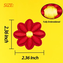 Wikineon 5pcs Daisy Flower Iron/Sew on Patches, Cute Funny Sunflower Embroidered Applique Repair Patches, DIY Accessories for Clothes Jeans Backpacks Jackets Pants Hats Vest
