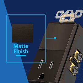 LIDER Matte Finish Lighted Combination Decorator Switch and Tamper-Resistant Receptacle, Single Pole, Residential Grade, 15A 120V/125V, UL Listed, LCS1-1PTR-BR, Brown