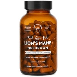 Forest Super Foods Cápsulas de suplemento de melena de león (120 cápsulas) Hongo melena de león orgánico  Suplemento para la memoria, concentración y