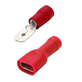 CHILDWEET European Standard Compliant 100pcs Insulated Spade Terminals Wire Ferrules Kit Crimp Terminals 50 Males 50 Females Red