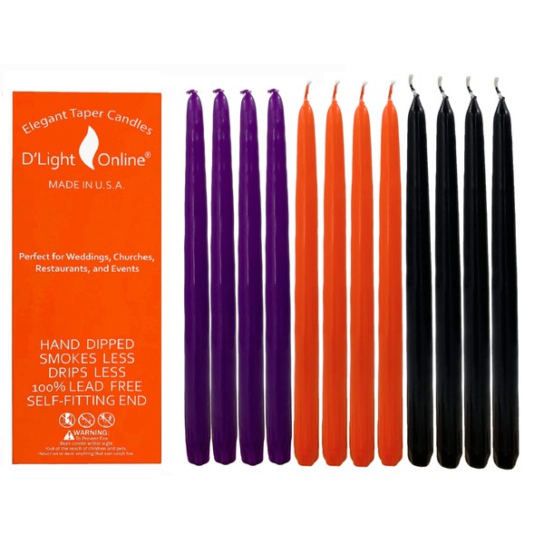 D'light Online Elegant 12" Unscented Holiday Taper Candles for Halloween