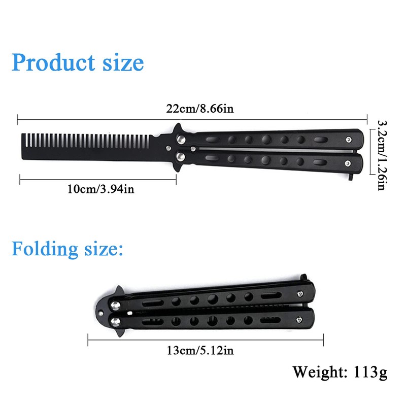 RICHDMI Butterfly Comb, Butterfly Comb, Foldable Pocket Comb, Foldable Metal