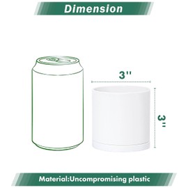 D'vine Dev 12 Pack 3 Inch Mini Plastic Plant Pots, Small Garden Planters for Plant with Drainage Holes and Saucers, White Color, 74-Z-C-4