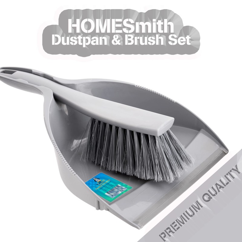 HOMESmith Premium Quality Dustpan & Brush Set, Grey, 1.0 Count