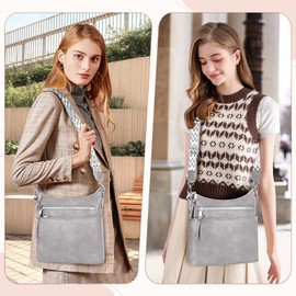 LUROON Women's Medium Lightweight Shoulder Bag Large with Many Compartments PU Leather Crossbody Bags Women's Handbag with Adjustable Wide Shoulder Strap, gray