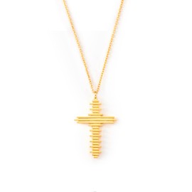 STORYJEWELLERY Simple Gold Cross Necklaces for Women, 925 Sterling Silver Cross Pendant, Trendy 18K Gold Plated Christian Jewelry, Confirmation Gifts for Women, Baptism Gifts