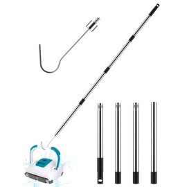 Hook for Robotic Pool Cleaner with Adjustable 60'' Telescopic Pole, Stainless Steel Pool Vacuum Hook for Cordless, Above-Ground & Underwater Pool Cleaners, Perfect for Retrieving Pool Vacuums