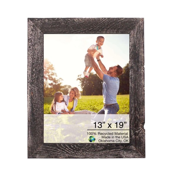 HomeRoots 13X19 Rustic Smoky Black Picture Frame With Plexiglass Holder