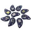 9PCS PU Leather Embroidery Waterproof Golf Putter Head Cover Iron