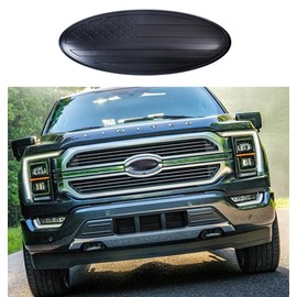 CONGCONG 7 Inch Overlay Front Grille Emblem,American Black Flag ABS Material Overlay Emblem for Ford F150 F250 F350 1999-2004.