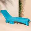 Brentfords Sun Lounger Towels, Sea Blue Beach Towel with Pockets