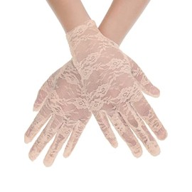 SATINIOR Women Lace Gloves Tea Party Short Lace Gloves Courtesy Dressy for Wedding Dinner Party ()