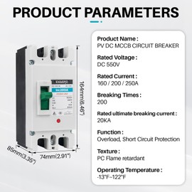 200A 550V AC/DC Circuit Breaker Disconnect Switch for Solar Energy System Grid Connection, Photovoltaic, Residential and Commercial Facilities (550V 200Amp)