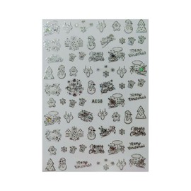 Generic Christmas Nail Sticker Happy New Year Stars Snow Reindeer Tree A056 Laser Silver Nail Wraps Stickers Manicure Supplies for Women Nails Full Long Lasting Easy Apply and Remove