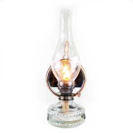 Lehman's Oil Lamp with Reflector - Securely Mounts to Wall or Free Stand on a Table, Indoor Kerosene or Oil Lantern for Emergencies or Power Outages, 12" with Reflector, Chimney and Wick