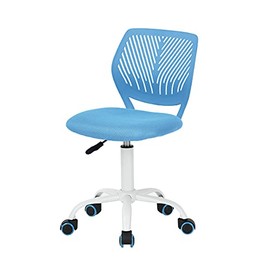 Geniqua Children Task Chair Lumbar Mid Back Adjustable Height Study Computer Chair with Mesh Seat Casters for Home Office, School, Blue