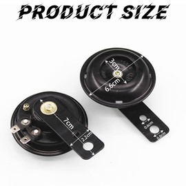 CGEAMDY Motorcycle Horn, 105 DB Waterproof Round Loud Kit, Universal 12V Iron Horns, for Motorcycles, Mopeds, ATVs, Go-Karts etc.