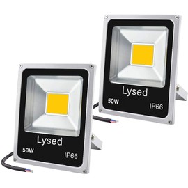 Lysed 50W 12V LED Flood Light Warm White, DC 12V-60V Low Voltage Flood Lights Security Light for Garden, Wall, Super Bright Work Lights for Tree, Yard, Boat, House, IP66 Waterproof 2 Pack