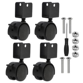 PATIKIL 2" Swivel Caster with 1" U Bracket, 4 Pack 360° Rotation Swivel No Noise Wheel with Brake Total 132 Lbs Locking Caster for Furniture Legs