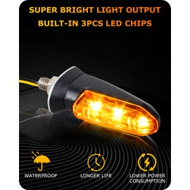 QUASCO 4PCS Universal Motorcycle Turn Signals Front Rear LED Turn Signal Light Mini Amber Blinkers for Motorbike Scooter Quad Cruiser Off Road Touring