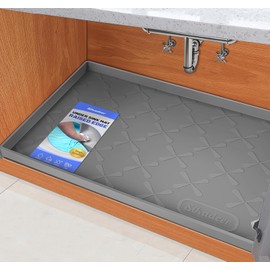 SIKADEER 19" x 19" Under Sink Mat Waterproof, Silicone Mat Kitchen Drawer Shelf and Cabinet Liner, Sink Protector for Kitchen Organizers and Storage, Boot Tray Pet Food Mats