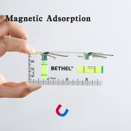 BETHEL Small Level Mini Bubble 90°/180°Spirit Level,Magnetic 3.74 Inch Shatterproof Cross Check Pocket Level Picture Hanging Levels Tools for Machinist,Construction & Household